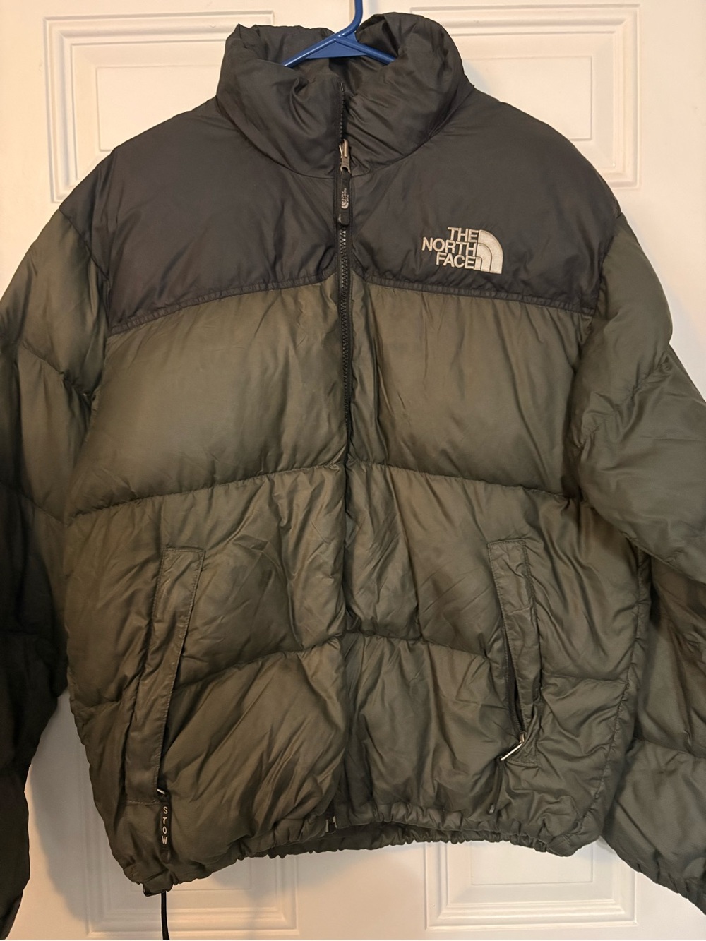 The North Face Olive Green and Black Puffer Jacket
